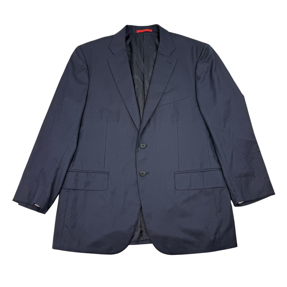Isaia Napoli Wool Blazer Aquaspider Navy Sport Coat 54 Made in Italy Luxury